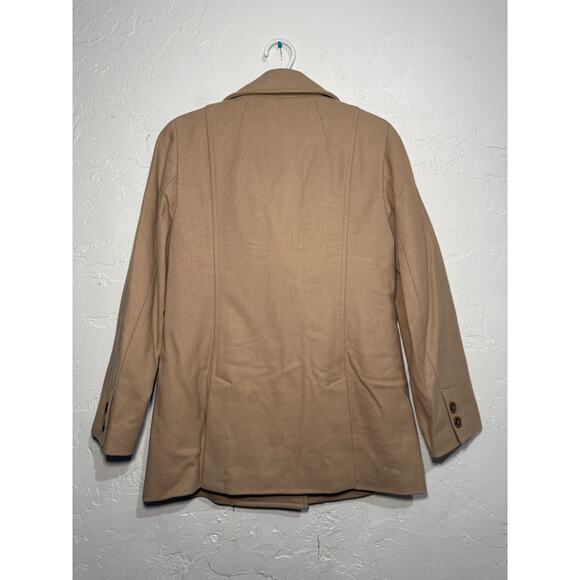 J Crew tan double breasted wool pea coat womens medium preppy classic luxury - Picture 5 of 7